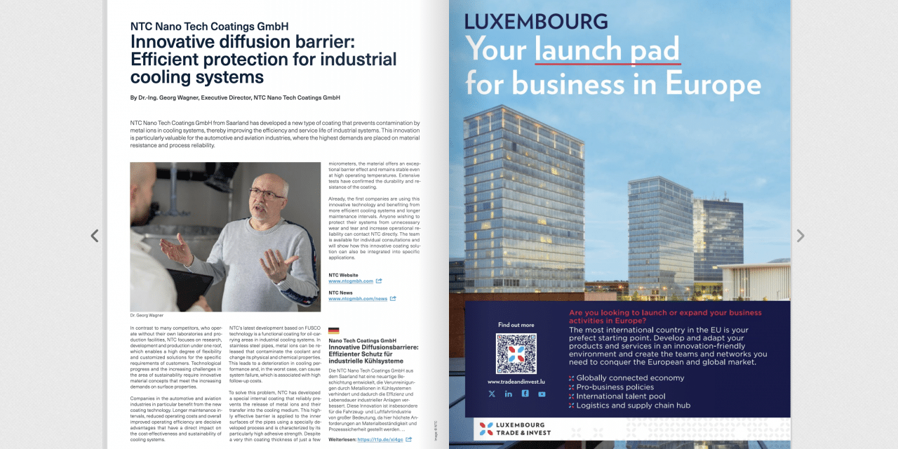 NTC Nano Tech Coatings GmbH  Innovative diffusion barrier: Efficient protection for industrial cooling systems