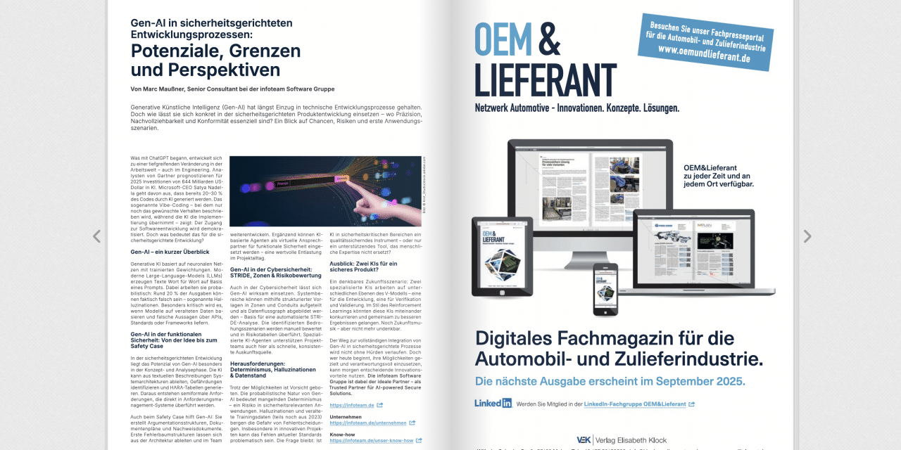 Lesetipp aus OEM&Liefertant – Sonder-Edition Autoregionen International / Thema: Gen-AI in sicherheitsgerichteten Entwicklungsprozessen: Potenziale, Grenzen und Perspektiven
