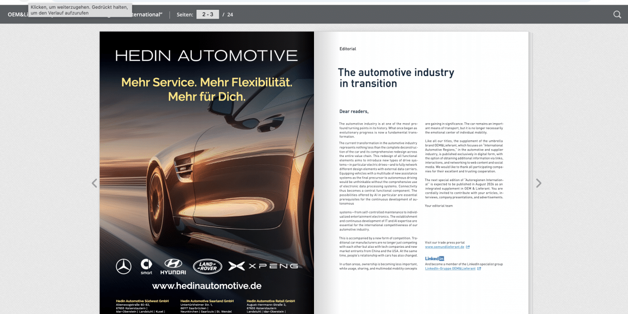 Read more: Special “Autoregionen International” – Sonderheft der Dachmarke OEM&Lieferant aus dem VEK Verlag