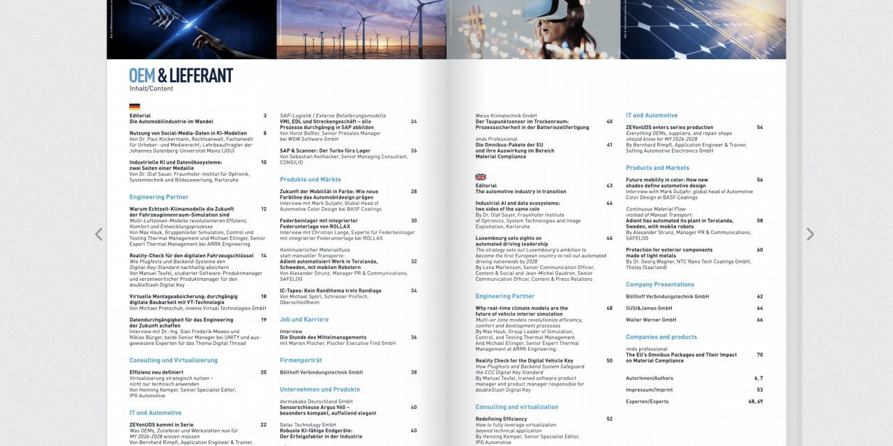 OEM&Lieferant digital (Ausgabe I/2026): Blick in den Inhalt