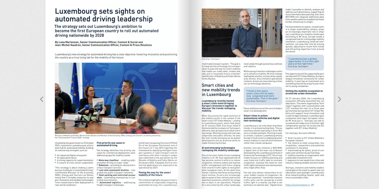 Luxembourg sets sights on automated driving leadership. The strategy sets out Luxembourg’s ambition to become the first European country to roll out automated driving nationwide by 2028