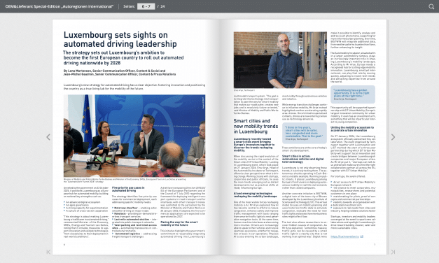 Luxembourg sets sights on automated driving leadership. The strategy sets out Luxembourg’s ambition to become the first European country to roll out automated driving nationwide by 2028