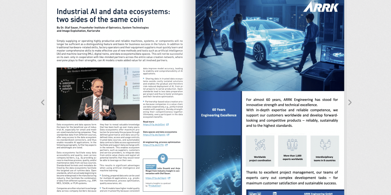 Industrial AI and data ecosystems: two sides of the same coin. Article by Dr. Olaf Sauer, Fraunhofer Institute of Optronics, System Technologies and Image Exploitation, Karlsruhe