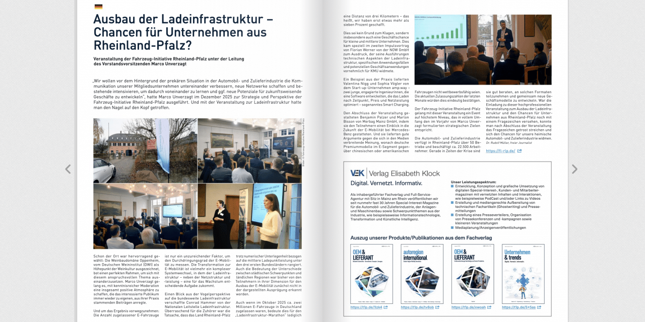 Ausbau der Ladeinfrastruktur – Chancen für Unternehmen aus Rheinland-Pfalz?
