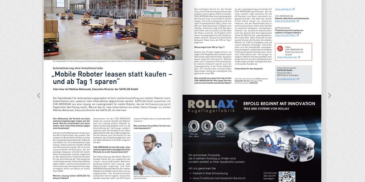 Automatisierung ohne Investitionsrisiko –  „Mobile Roboter leasen statt kaufen – und ab Tag 1 sparen“