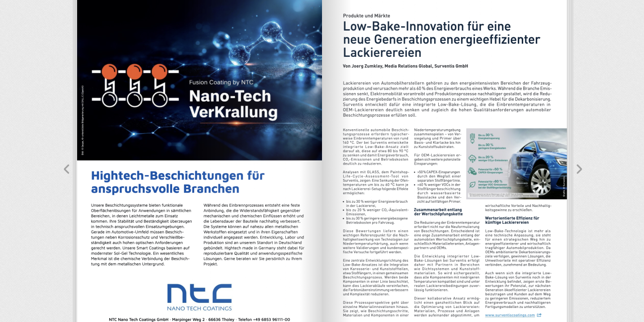 Low-Bake-Innovation für eine neue Generation energieeffizienter Lackierereien